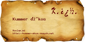 Kummer Ákos névjegykártya